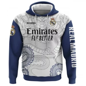 Sudadera con capucha blanca edición limitada DNA Champions League del Real Madrid Club de Fútbol RE5002
